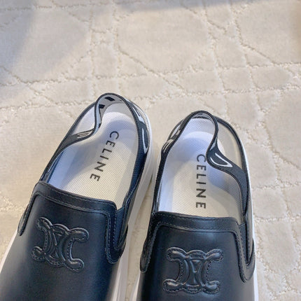 CELINE 26S WEDGE MULES MM IN BLACK SMOOTH CALFSKIN