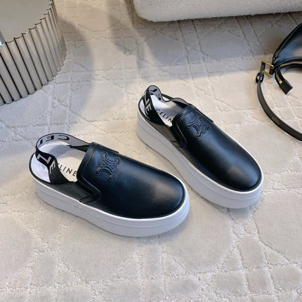 CELINE 26S WEDGE MULES MM IN BLACK SMOOTH CALFSKIN