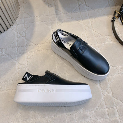 CELINE 26S WEDGE MULES MM IN BLACK SMOOTH CALFSKIN