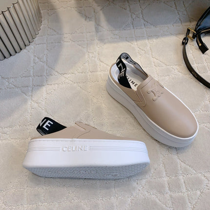 CELINE 26S WEDGE MULES MM IN BEIGE SMOOTH CALFSKIN