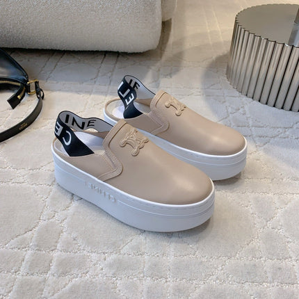 CELINE 26S WEDGE MULES MM IN BEIGE SMOOTH CALFSKIN