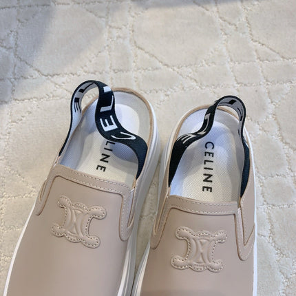 CELINE 26S WEDGE MULES MM IN BEIGE SMOOTH CALFSKIN