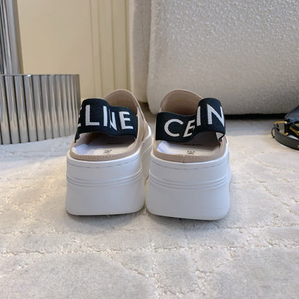 CELINE 26S WEDGE MULES MM IN BEIGE SMOOTH CALFSKIN