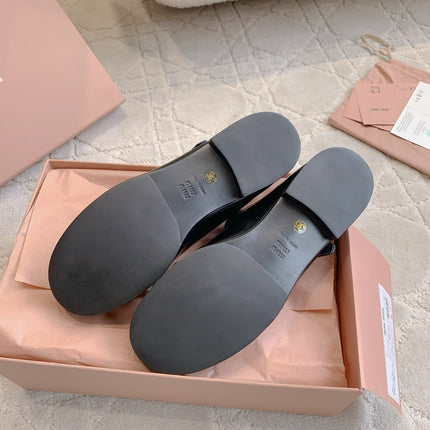 MIUMIU 26S LOAFERS IN BLACK CALFSKIN WITH STRAP