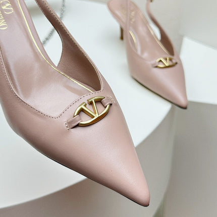 HIGH SLINGBACK 60MM IN BLUSH PINK CALFSKIN