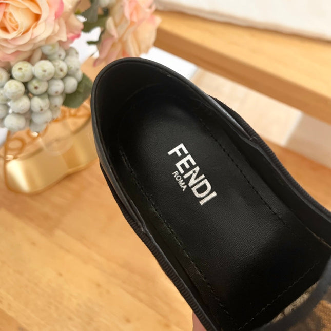 FENDI 26S ESPADRILLE LOAFERS IN DARK BROWN CANVAS STYLE 6