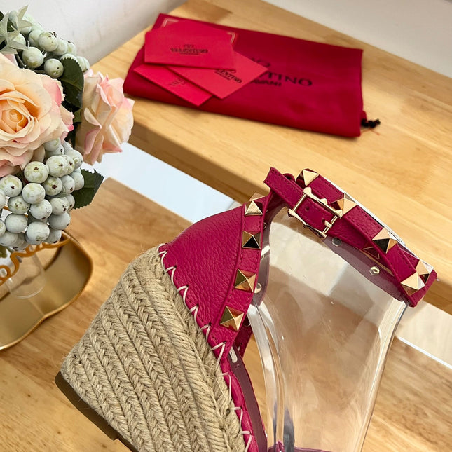 VALENTINO 26S WEDGE SHOES IN DARK PINK CALFSKIN