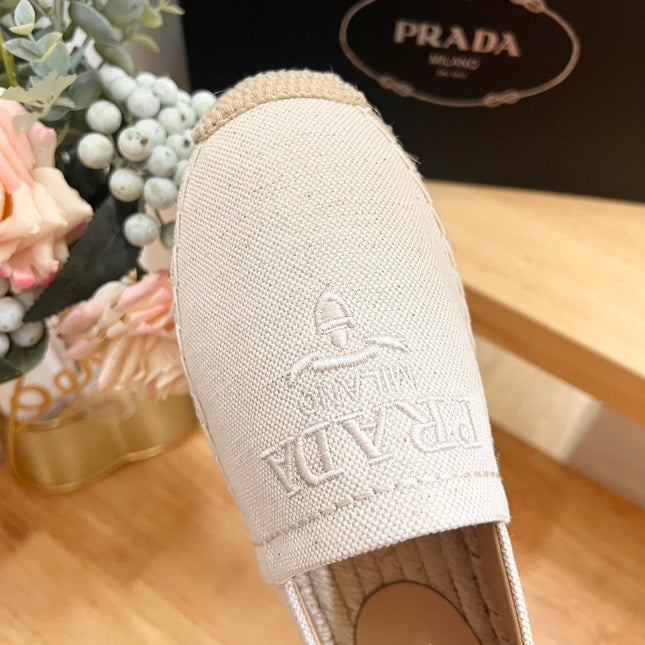 PRA ESPADRILLES LOAFERS CREAMY WHITE LINEN FABRIC