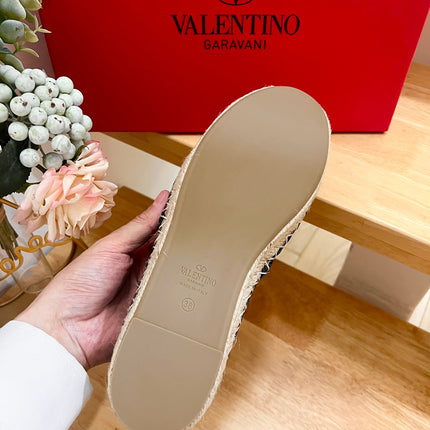VALENTINO 26S SLIP ON SHOES IN BLACK DENIM WITH ROCKSTUDS