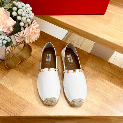 VALENTINO 26S SLIP ON SHOES IN WHITE CANVAS WITH ROCKSTUDS