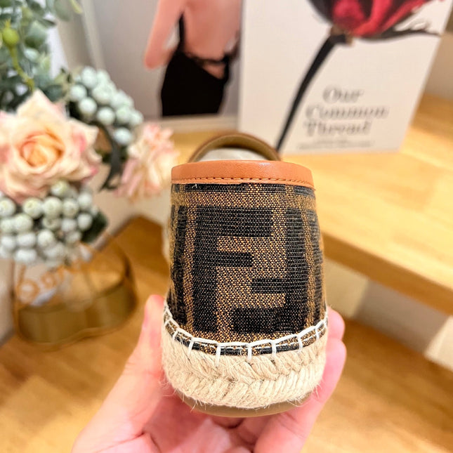 FENDI 26S ESPADRILLE LOAFERS IN DARK BROWN CANVAS STYLE 4