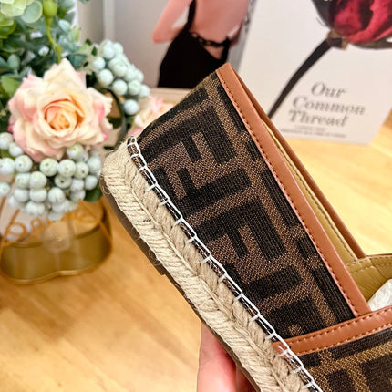 FENDI 26S ESPADRILLE LOAFERS IN DARK BROWN CANVAS STYLE 4