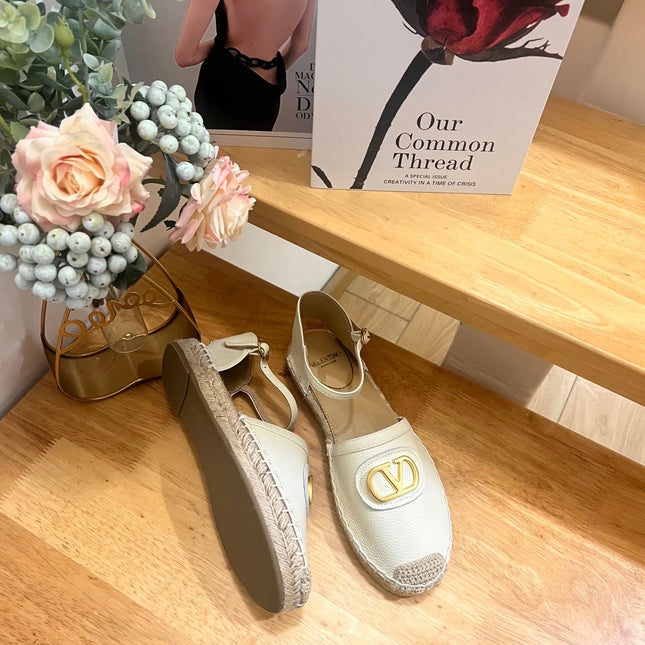 VALENTINO 26S ESPADRILLE SHOES IN WHITE CALFSKIN