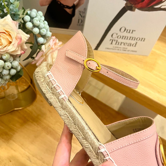 VALENTINO 26S ESPADRILLE SHOES IN LIGHT PINK CALFSKIN