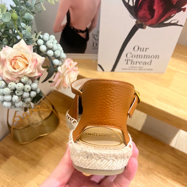 VALENTINO 26S ESPADRILLE SHOES IN BROWN CALFSKIN