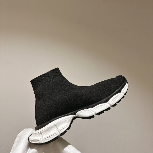 BALENCIAGA 25S SPEED TRAINER SNEAKERS 55 MM IN BLACK KNIT STYLE 1