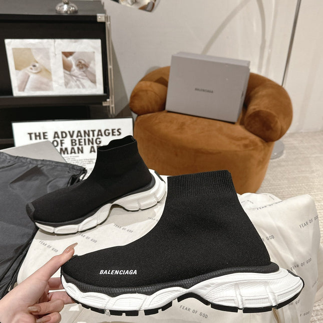BALENCIAGA 25S SPEED TRAINER SNEAKERS 55 MM IN BLACK KNIT STYLE 1