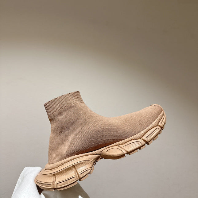 BALENCIAGA 25S SPEED TRAINER SNEAKERS 55 MM IN BEIGE KNIT