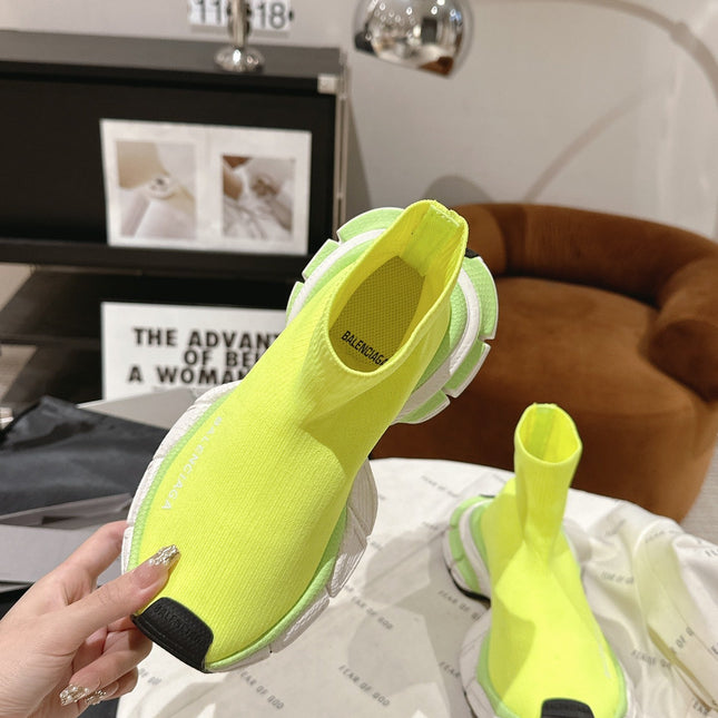 BALENCIAGA 25S SPEED TRAINER SNEAKERS 55 MM IN LIGHT LEMON YELLOW KNIT