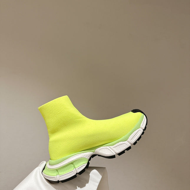 BALENCIAGA 25S SPEED TRAINER SNEAKERS 55 MM IN LIGHT LEMON YELLOW KNIT