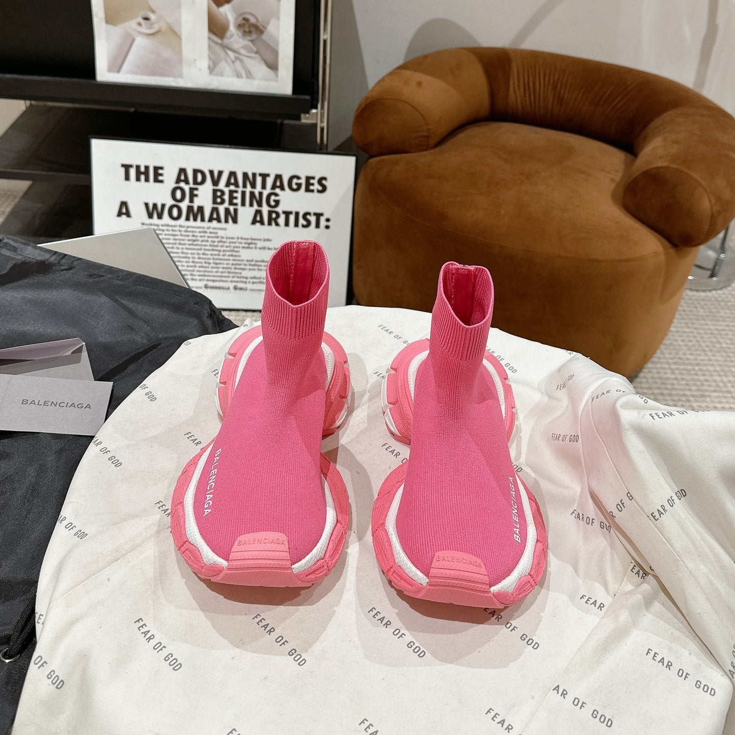 BALENCIAGA 25S SPEED TRAINER SNEAKERS 55 MM IN PINK KNIT
