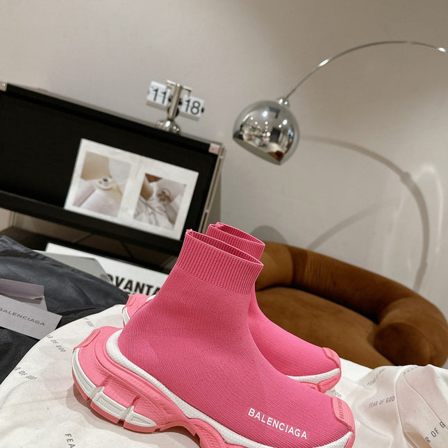 BALENCIAGA 25S SPEED TRAINER SNEAKERS 55 MM IN PINK KNIT