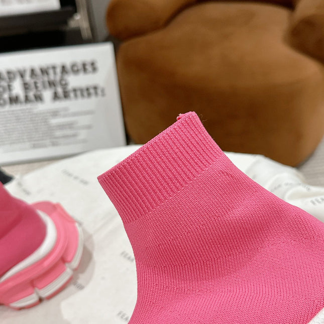 BALENCIAGA 25S SPEED TRAINER SNEAKERS 55 MM IN PINK KNIT