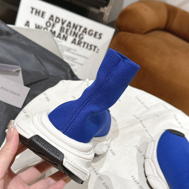 BALENCIAGA 25S SPEED TRAINER SNEAKERS 55 MM IN BLUE KNIT