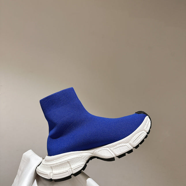BALENCIAGA 25S SPEED TRAINER SNEAKERS 55 MM IN BLUE KNIT