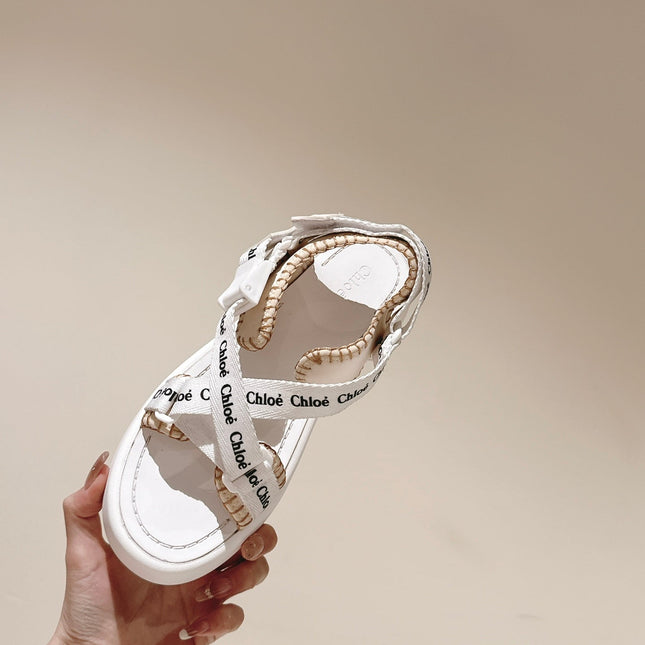 CHLOÉ 26S SANDALS IN WHITE LAMBSKIN AND CANVAS