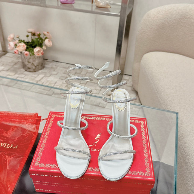 FLORIANE SANDAL 75 MM IN WHITE AND SILVER