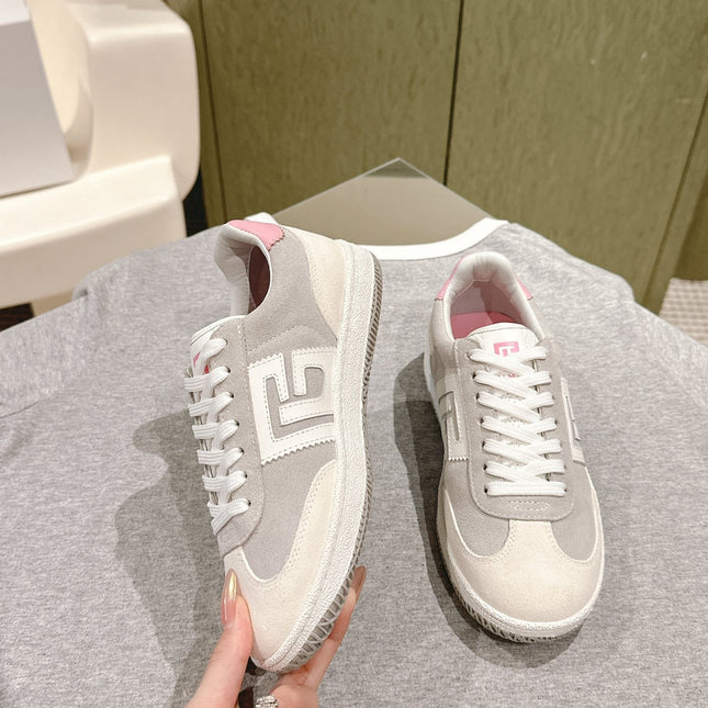BALMAIN 26S SNEAKERS IN LIGHT BEIGE AND SOFT TAUPE SUEDE