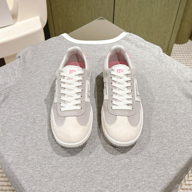 BALMAIN 26S SNEAKERS IN LIGHT BEIGE AND SOFT TAUPE SUEDE