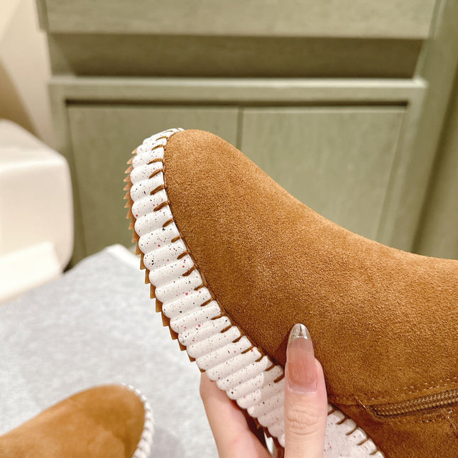 CHLOÉ 26S SHEARLING ANKLE BOOTS IN BROWN SUEDE