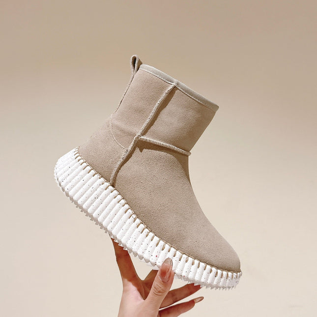 CHLOÉ 26S SHEARLING ANKLE BOOTS IN BEIGE SUEDE
