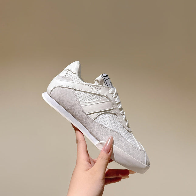 CHLOÉ 26S SNEAKERS IN WHITE CALFSKIN AND SUEDE