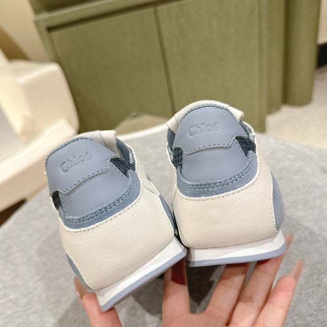 CHLOÉ 26S SNEAKERS IN BLUE MESH AND SUEDE
