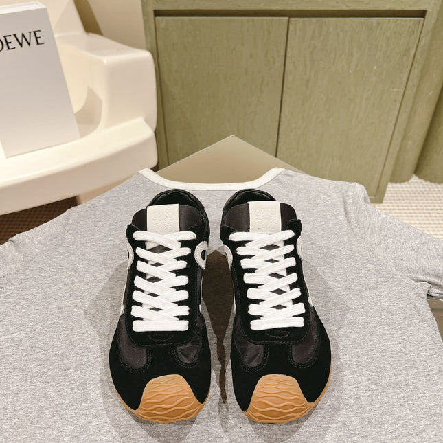 LW FLOW RUNNER TRAINERS IN BLACK SUEDE AND MESH