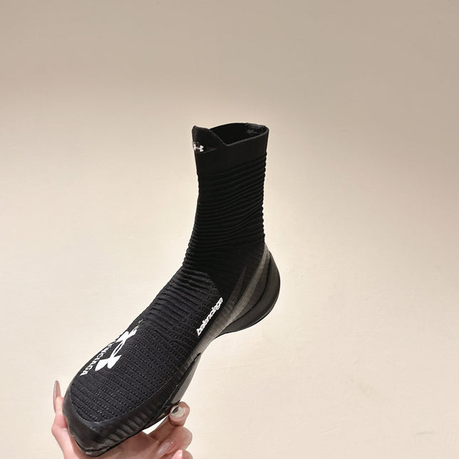 BALENCIAGA 25S HIGH-TOP SNEAKERS IN BLACK COTTON BLEND