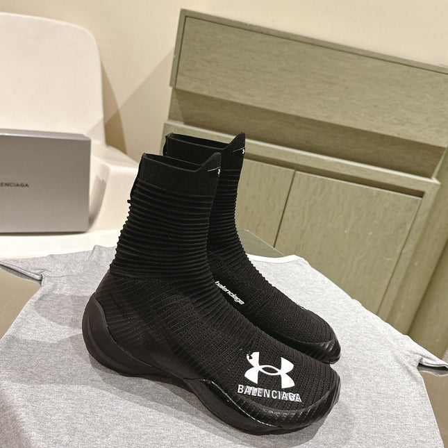 BALENCIAGA 25S HIGH-TOP SNEAKERS IN BLACK COTTON BLEND