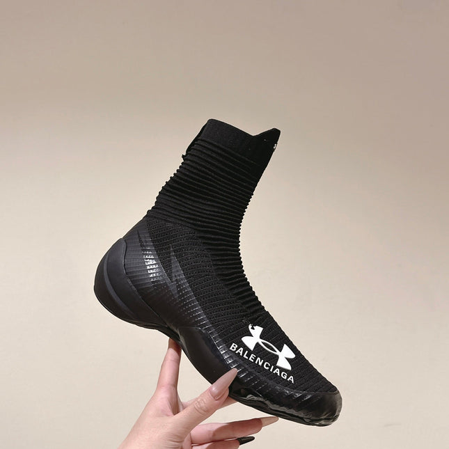 BALENCIAGA 25S HIGH-TOP SNEAKERS IN BLACK COTTON BLEND
