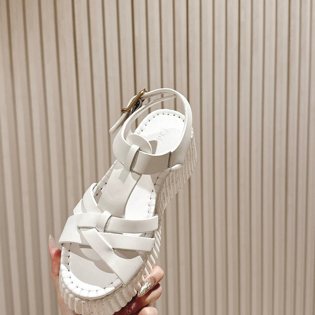 CHLOÉ 26S HIGH-HEELED SANDALS IN WHITE LAMBSKIN