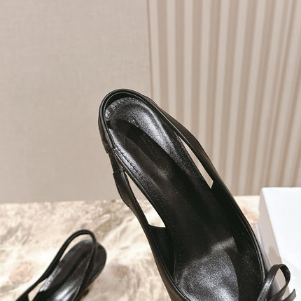 BALENCIAGA 25S HIGH SLINGBACK IN BLACK CALFSKIN WITH SMALL BOW