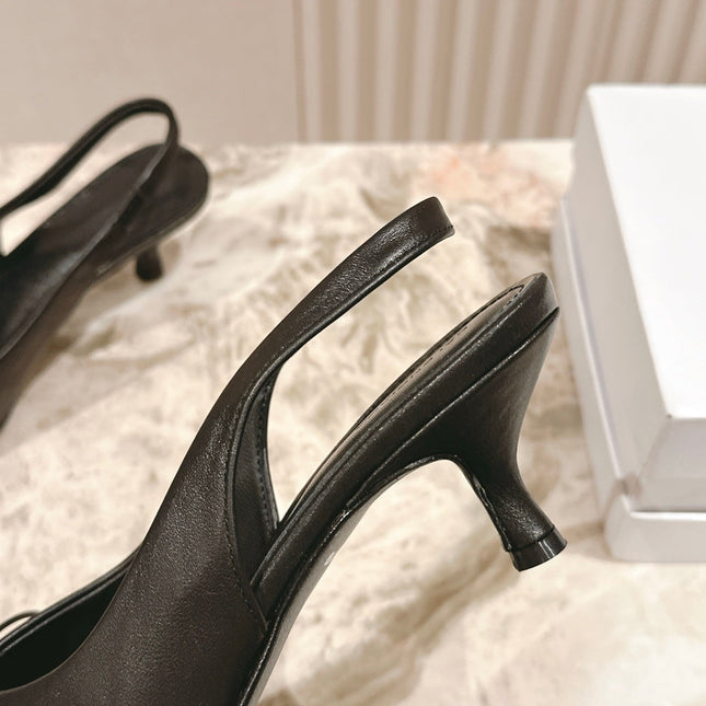 BALENCIAGA 25S HIGH SLINGBACK IN BLACK CALFSKIN WITH SMALL BOW