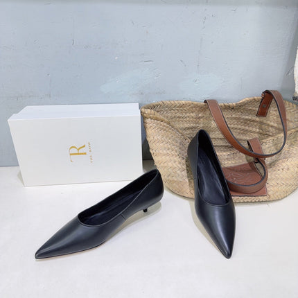 THE ROW 26S POINTED TOE PUMPS 35MM IN BLACK CALFSKIN