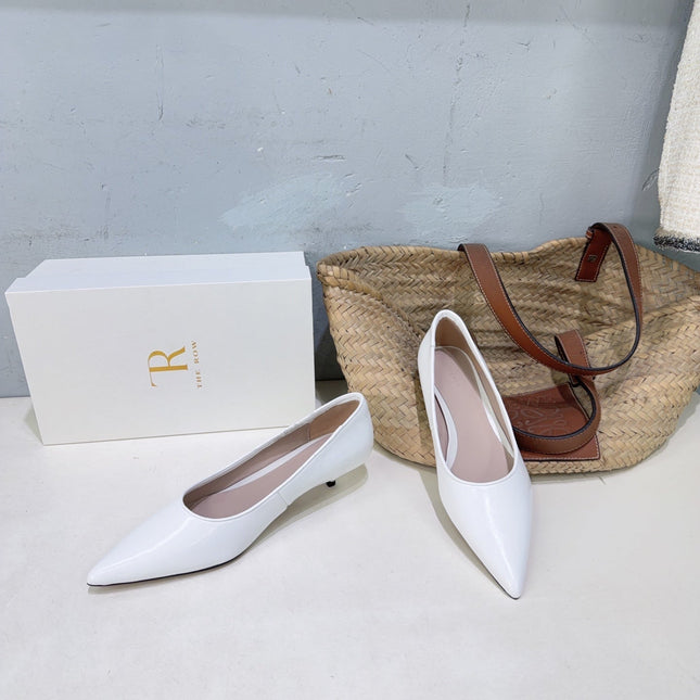 THE ROW 26S POINTED TOE PUMPS 35MM IN WHITE CALFSKIN