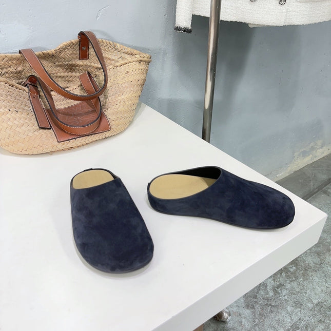 THE ROW 26S CLOG MULES IN BLACK SUEDE