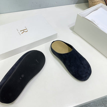 THE ROW 26S CLOG MULES IN BLACK SUEDE