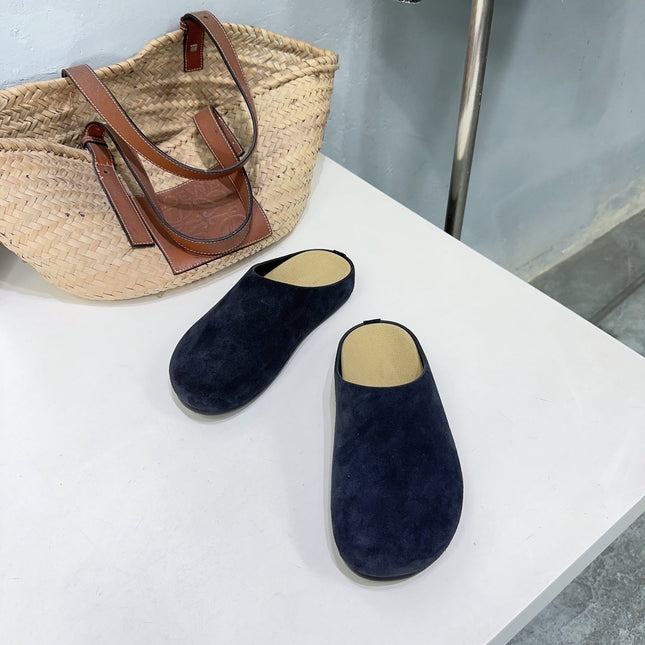 THE ROW 26S CLOG MULES IN BLACK SUEDE