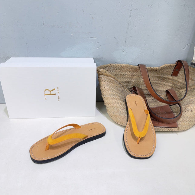 THE ROW 26S THONG SANDALS IN BROWN CALFSKIN
